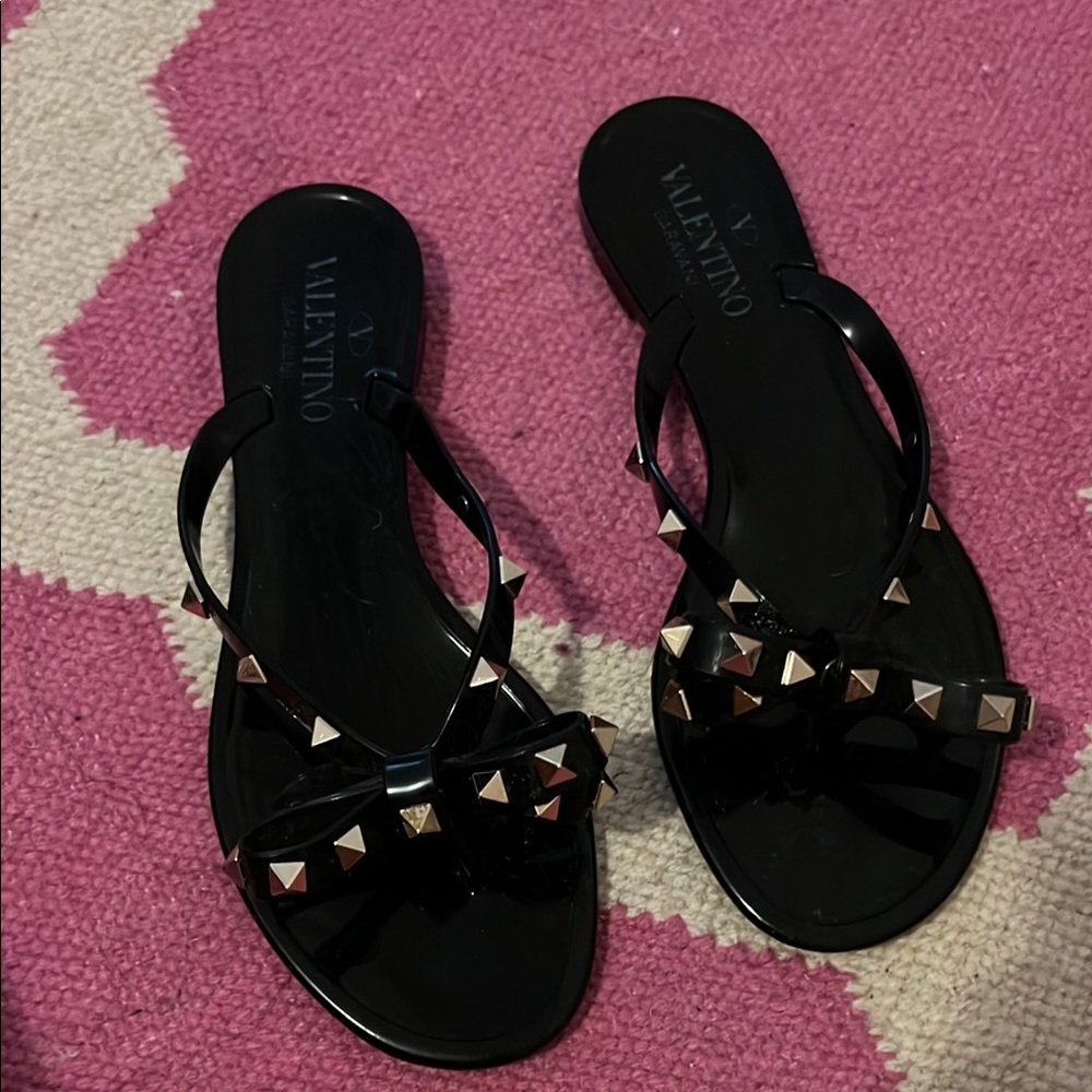 Valentino Black Studded Sandals
